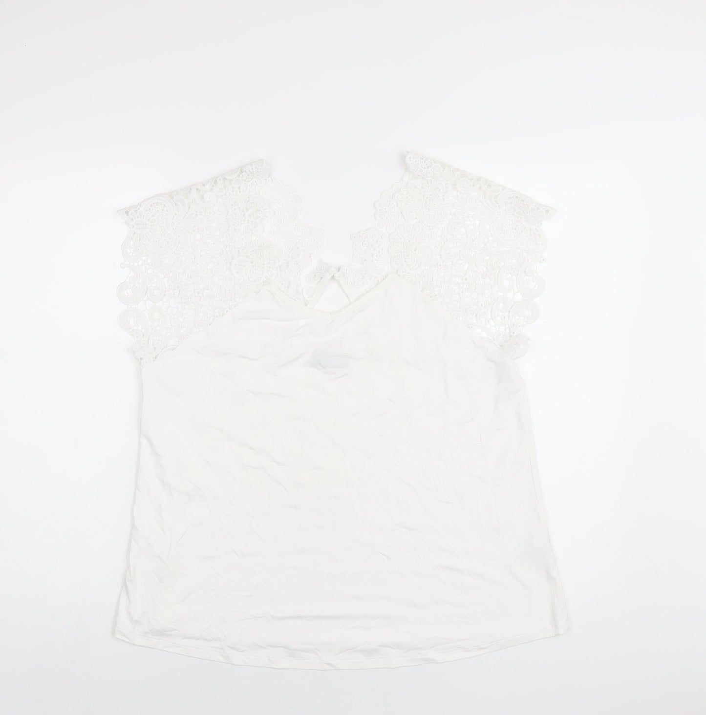 Klass Womens White Viscose Basic T-Shirt Size XL Round Neck