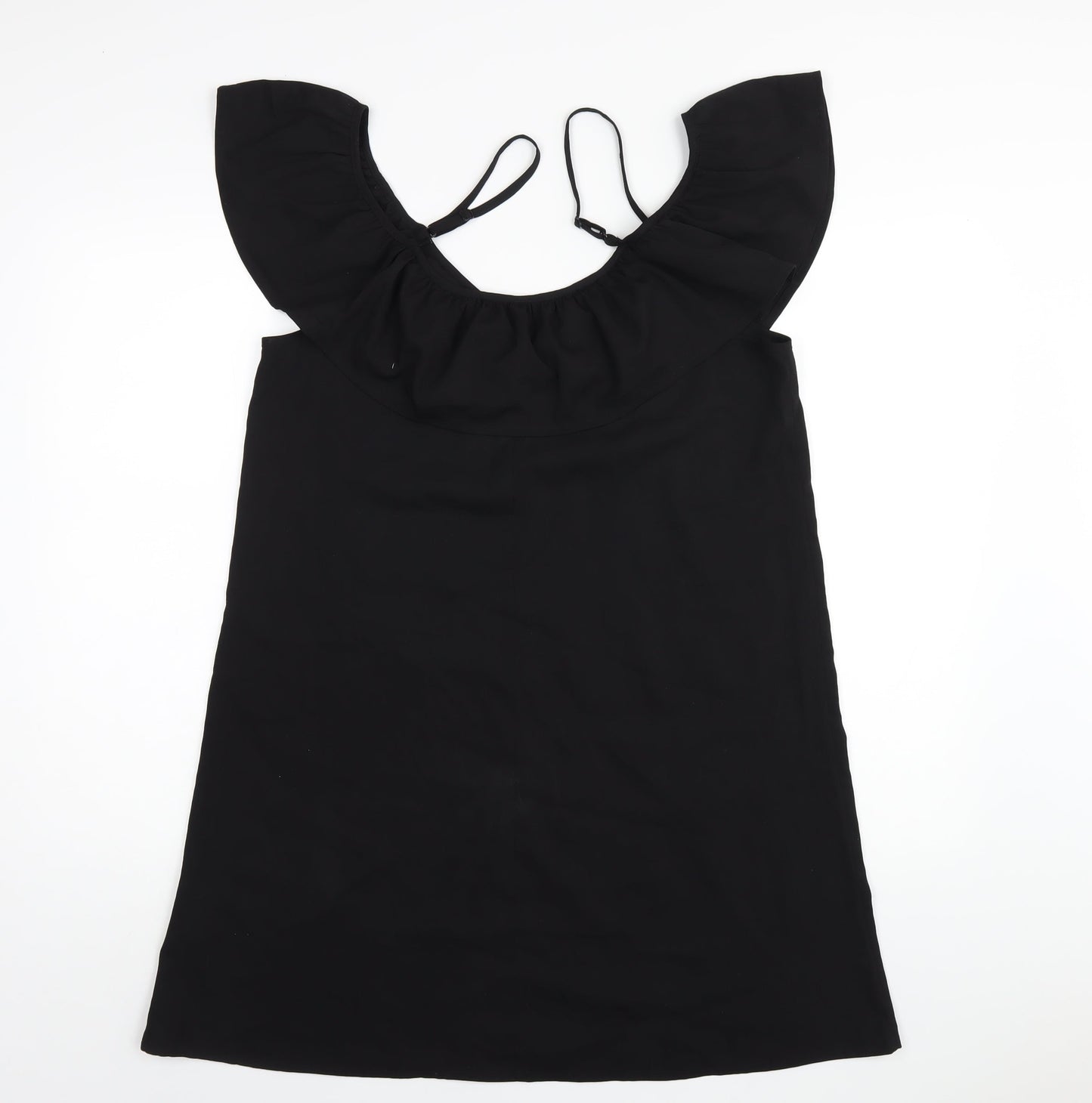 Boohoo Womens Black Polyester A-Line Size 12 Scoop Neck Pullover