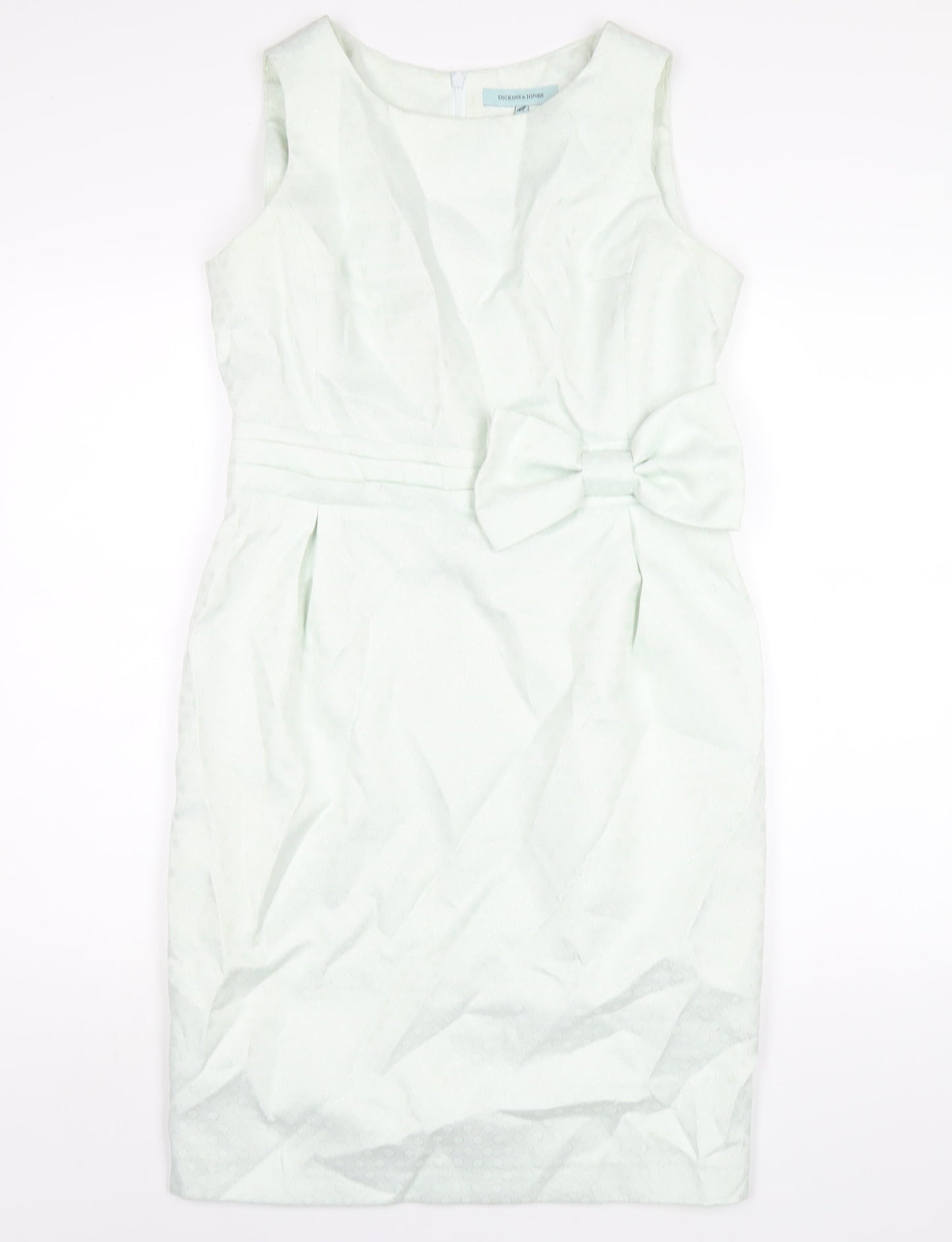 Dickins & Jones Womens Green Polyester Pencil Dress Size 12 Round Neck Zip