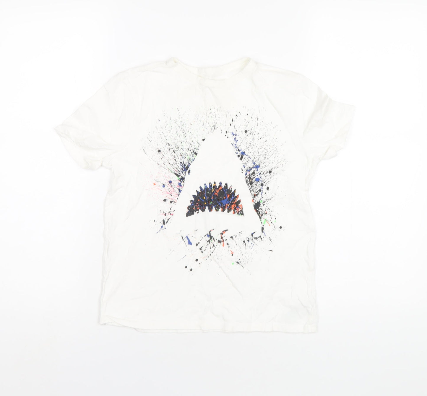 Gap Boys White Cotton Basic T-Shirt Size M Round Neck Pullover