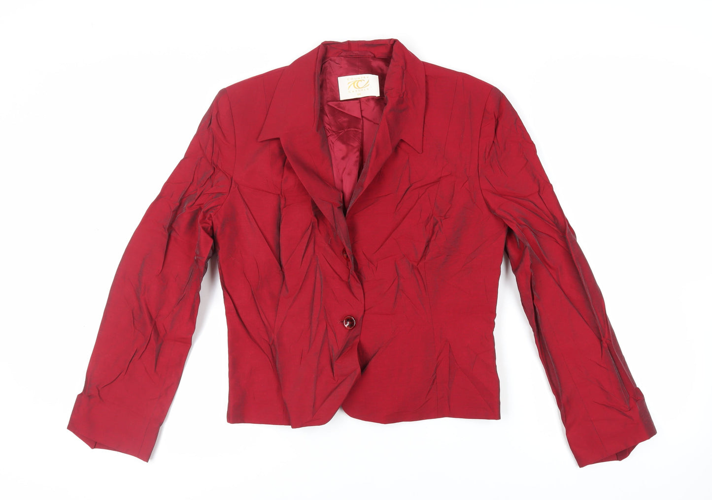 Country Casuals Womens Red Jacket Blazer Size 14 Button - Vintage