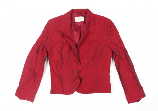 Country Casuals Womens Red Jacket Blazer Size 14 Button - Vintage
