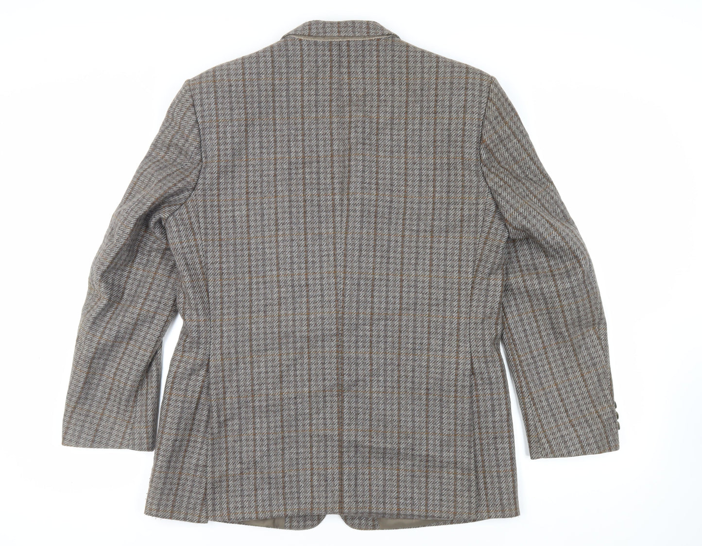 Four Seasons Mens Grey Plaid Jacket Blazer Size 42 Button - Vintage