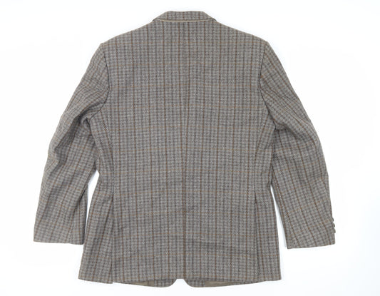 Four Seasons Mens Grey Plaid Jacket Blazer Size 42 Button - Vintage