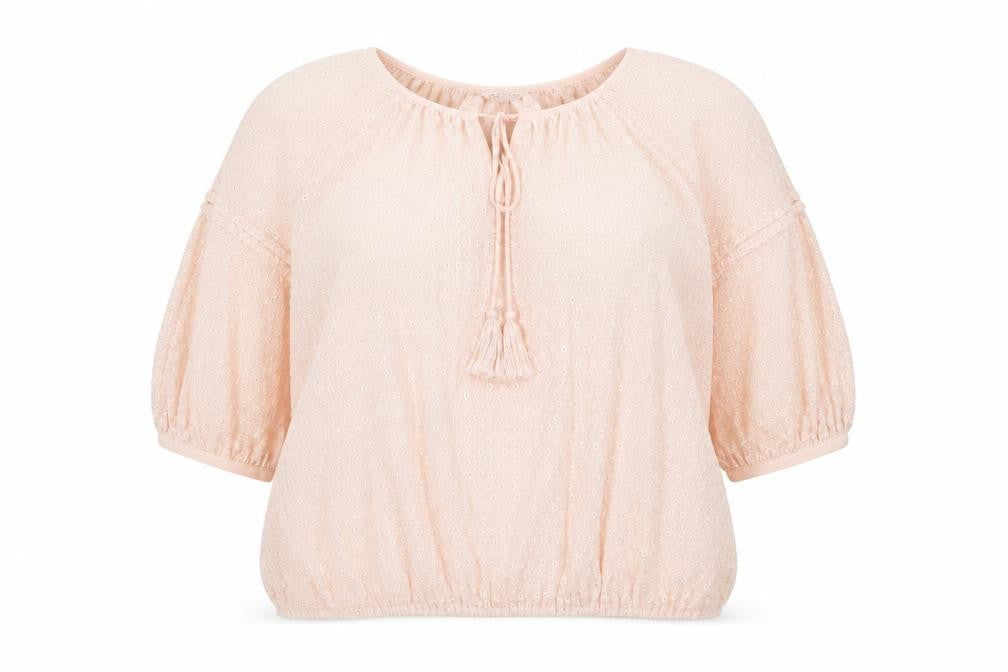 Marks and Spencer Womens Pink Polyester Basic Blouse Size 16 Round Neck - Embroidered