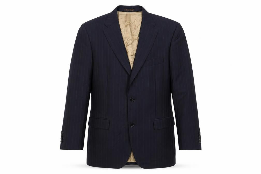 Marks and Spencer Mens Blue Striped Wool Jacket Suit Jacket Size 42 Regular