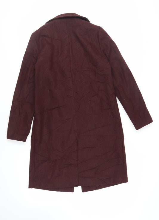 New Look Womens Purple Overcoat Coat Size 8 Button
