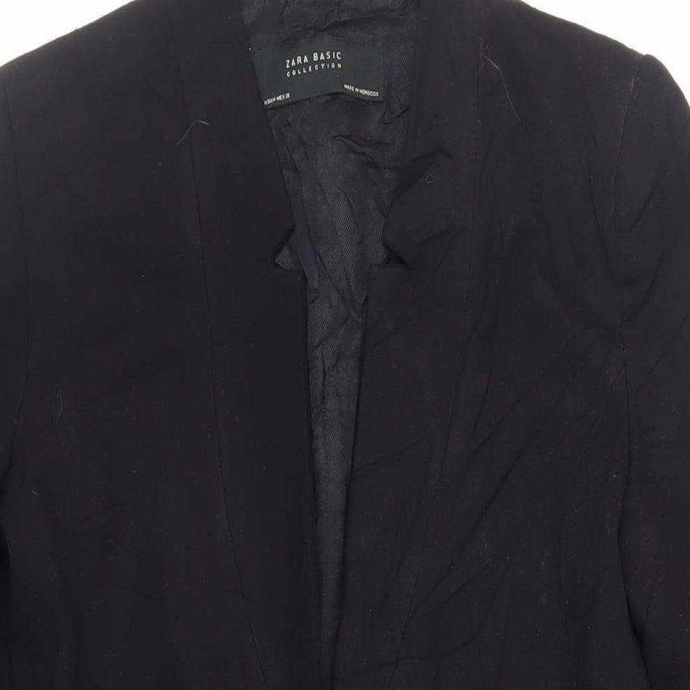 Zara Womens Black Overcoat Coat Size M Hook & Eye
