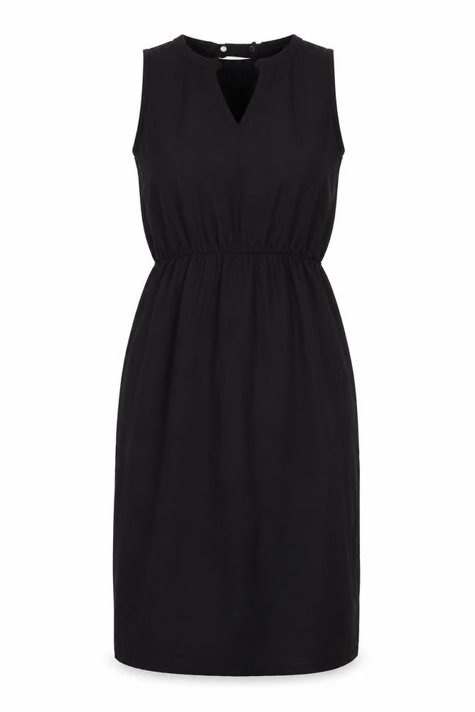 Oasis Womens Black Viscose T-Shirt Dress Size XS Boat Neck Button