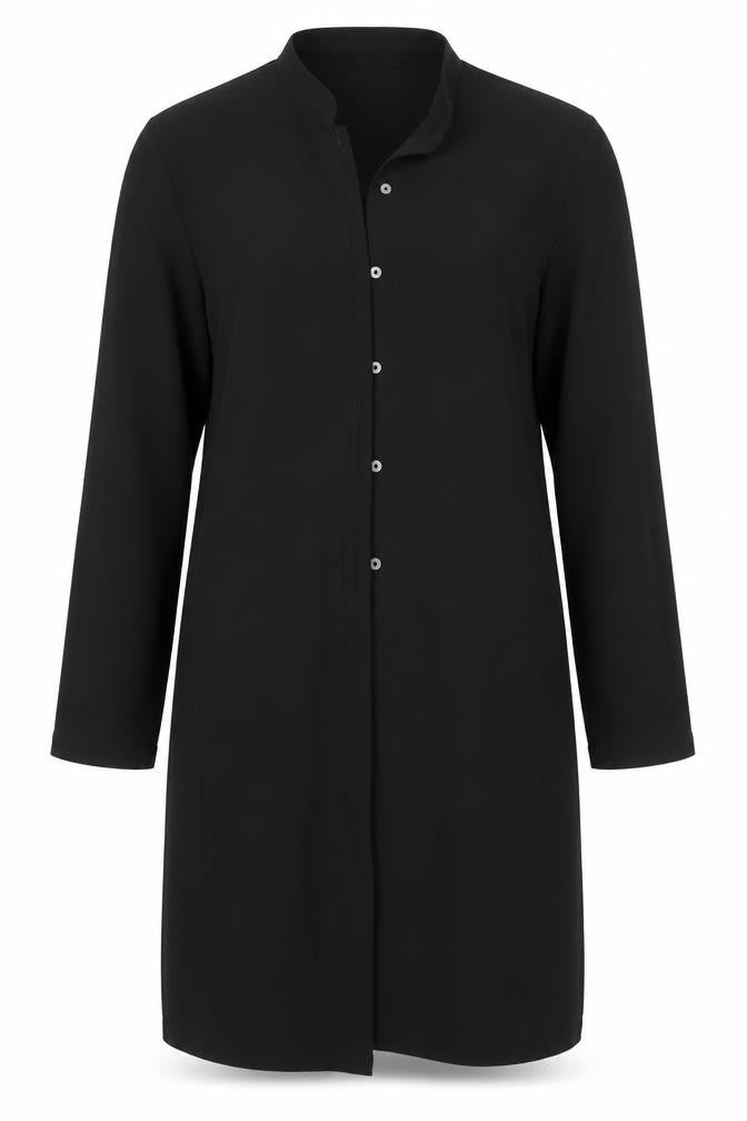 Marks and Spencer Womens Black Polyester Basic Button-Up Size 14 Round Neck