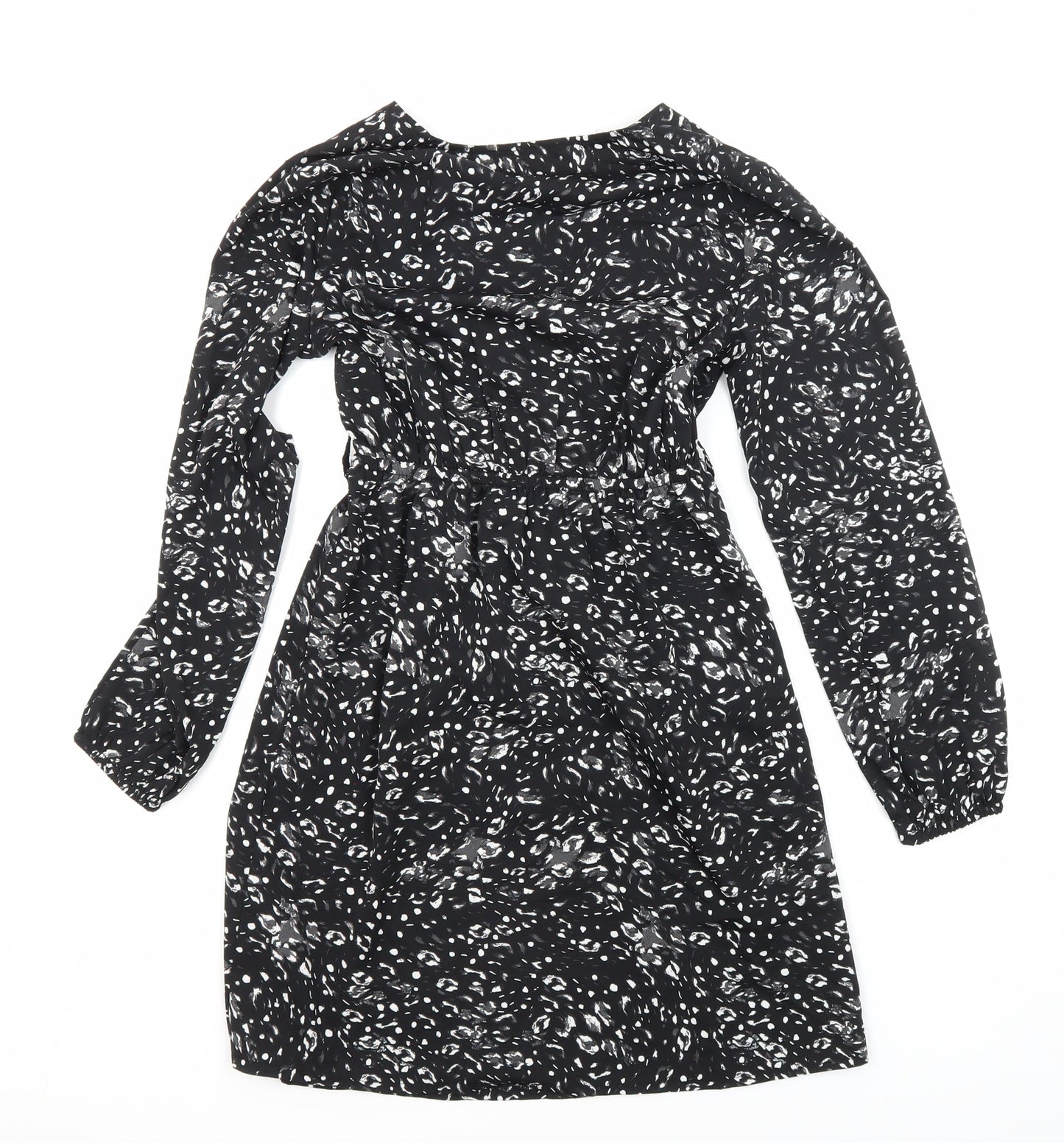 New Look Womens Multicoloured Geometric Polyester Fit & Flare Size 4 V-Neck