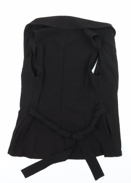 New Look Womens Black Kimono Waistcoat Size 10 Tie