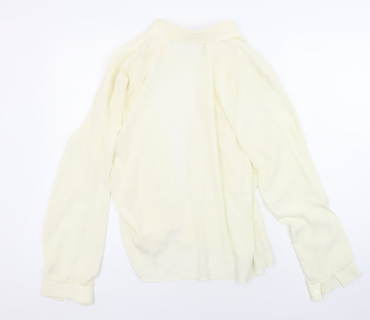 St Michael Womens Ivory Polyester Basic Blouse Size 14 Collared - Embroidered