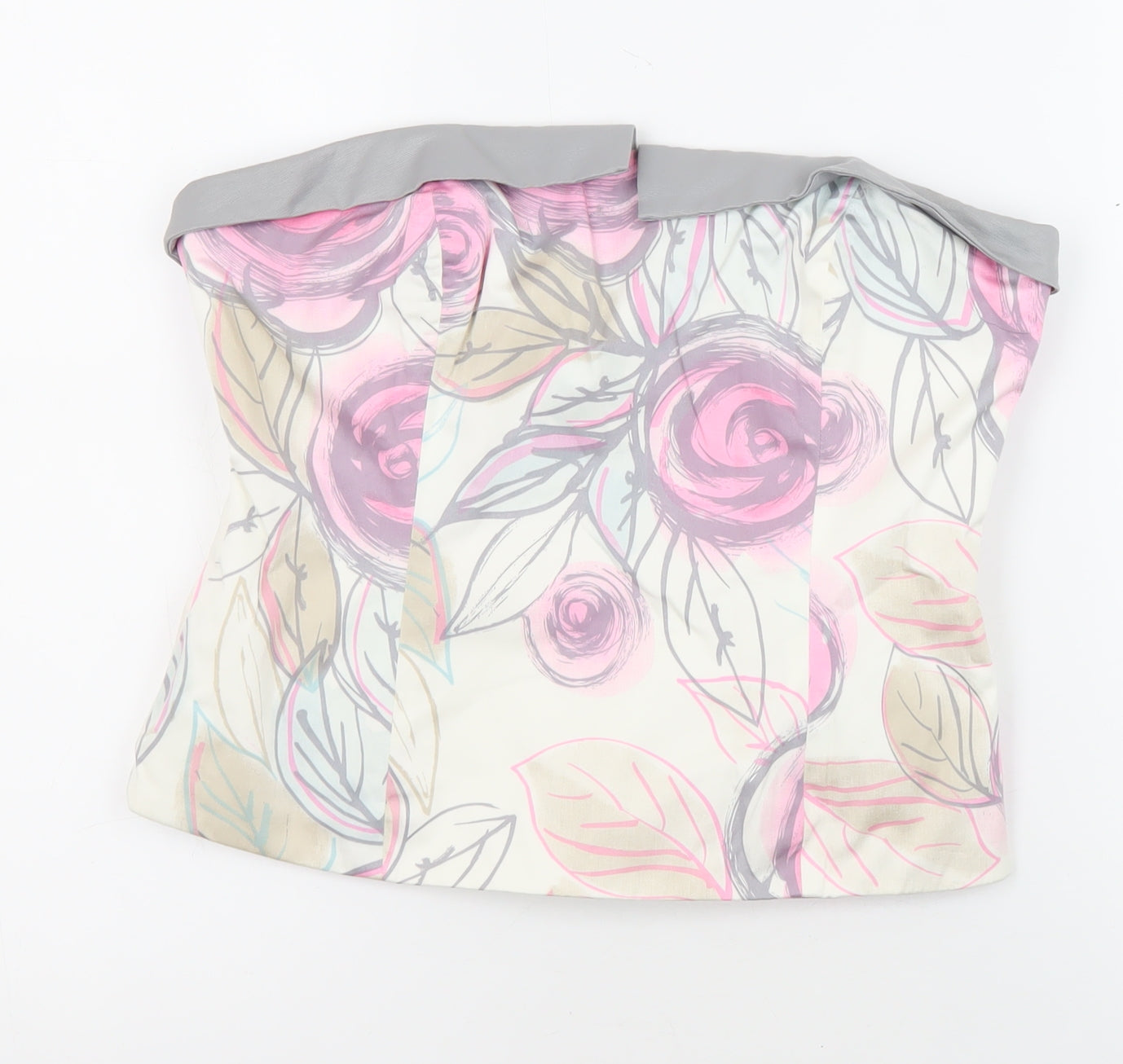 Coast Womens Multicoloured Floral Cotton Cropped Blouse Size 14 Off the Shoulder
