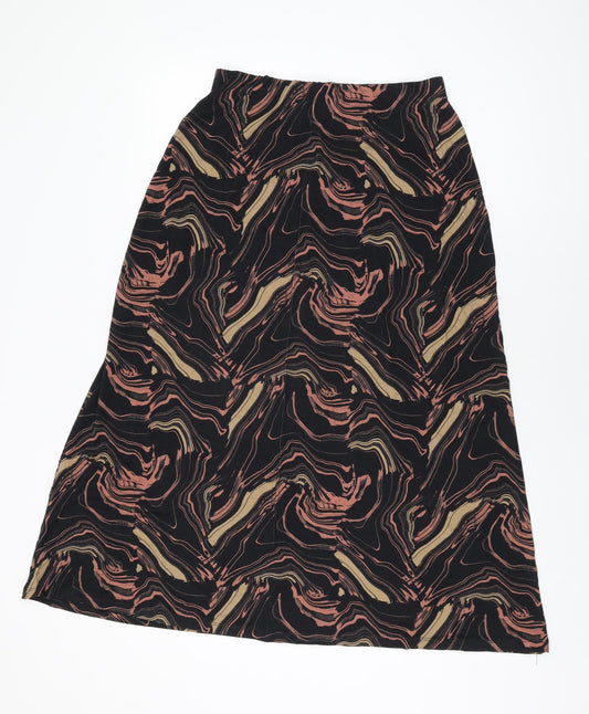 Very Womens Black Geometric Viscose Swing Skirt Size 10