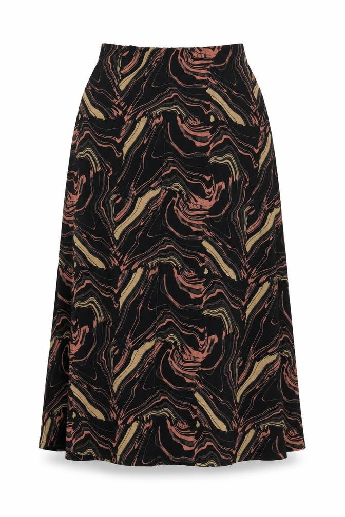 Very Womens Black Geometric Viscose Swing Skirt Size 10