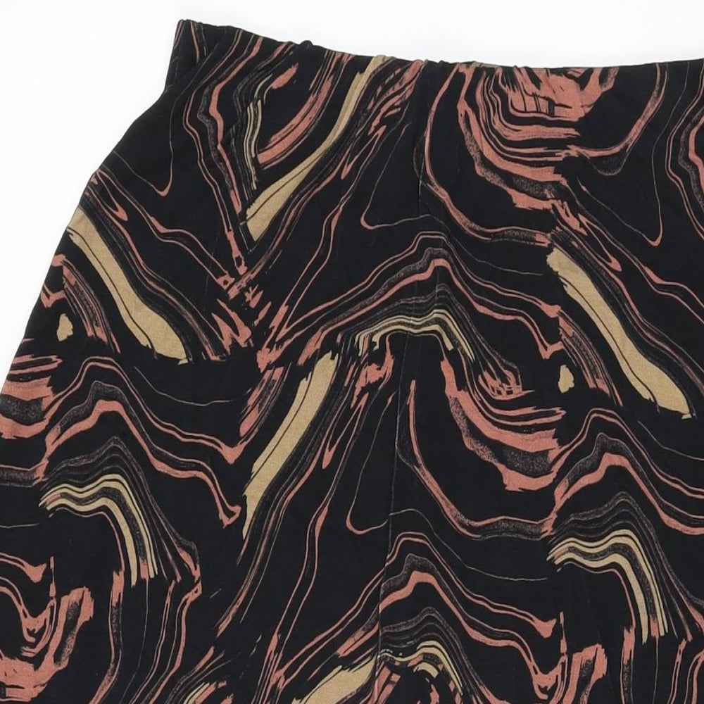 Very Womens Black Geometric Viscose Swing Skirt Size 10