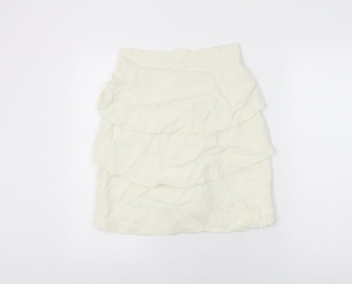 Temperley Womens Ivory Acetate A-Line Skirt Size 10 Zip