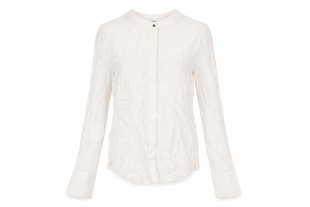 Marks and Spencer Womens White Viscose Basic Button-Up Size 6 Round Neck