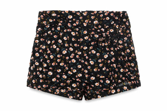 Pull&Bear Womens Black Floral Viscose Basic Shorts Size M L3 in Regular Zip