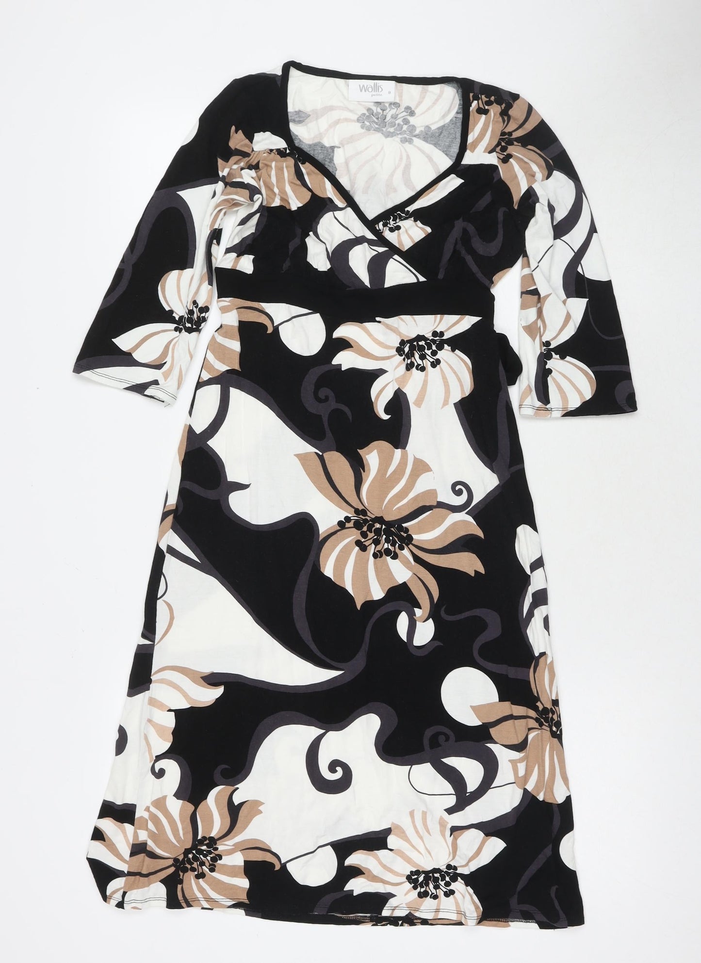 Wallis Womens Multicoloured Floral Viscose A-Line Size 8 V-Neck Pullover