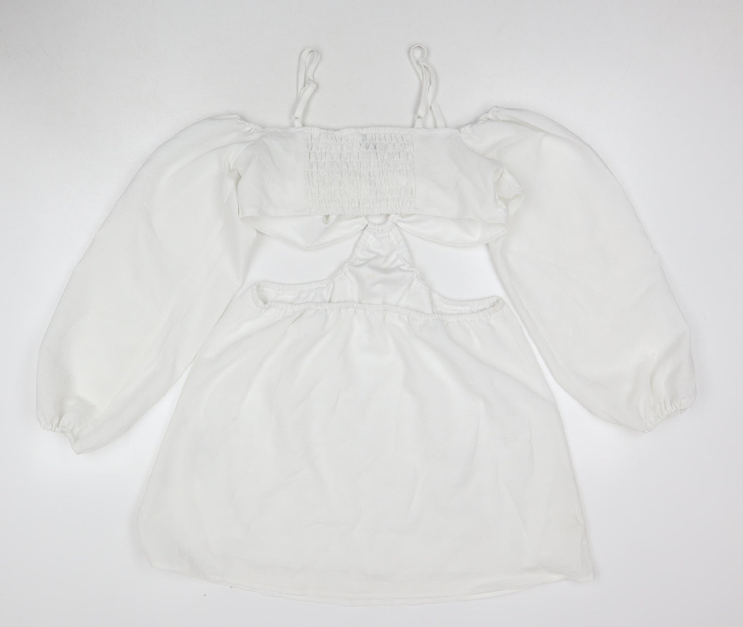 H&M Womens White Polyester A-Line Size M Sweetheart Pullover - Cut Out Detail