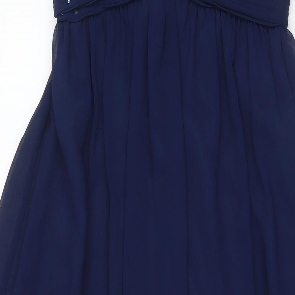 Wedding Womens Blue Polyester Ball Gown Size 6 Sweetheart Zip - Strapless