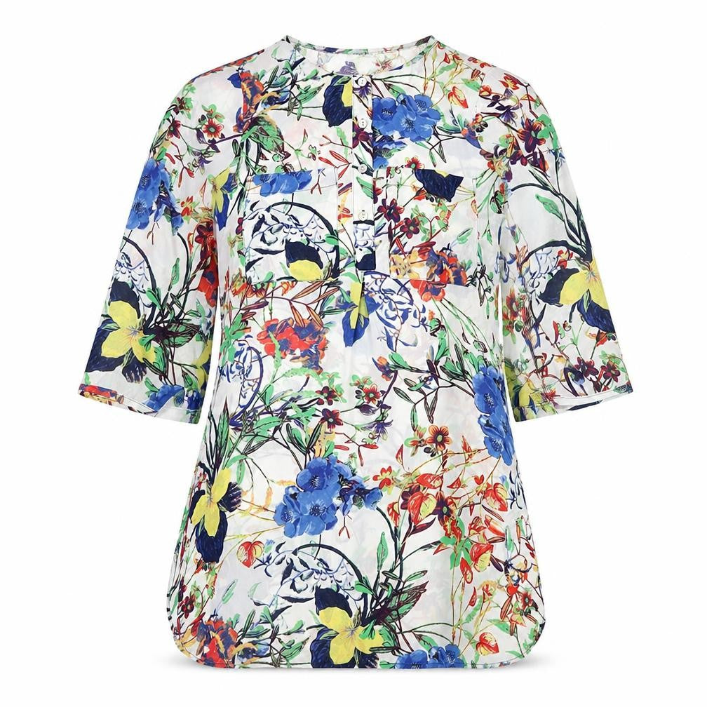 Figuerca Womens Multicoloured Floral Polyester A-Line Size S Round Neck Pullover