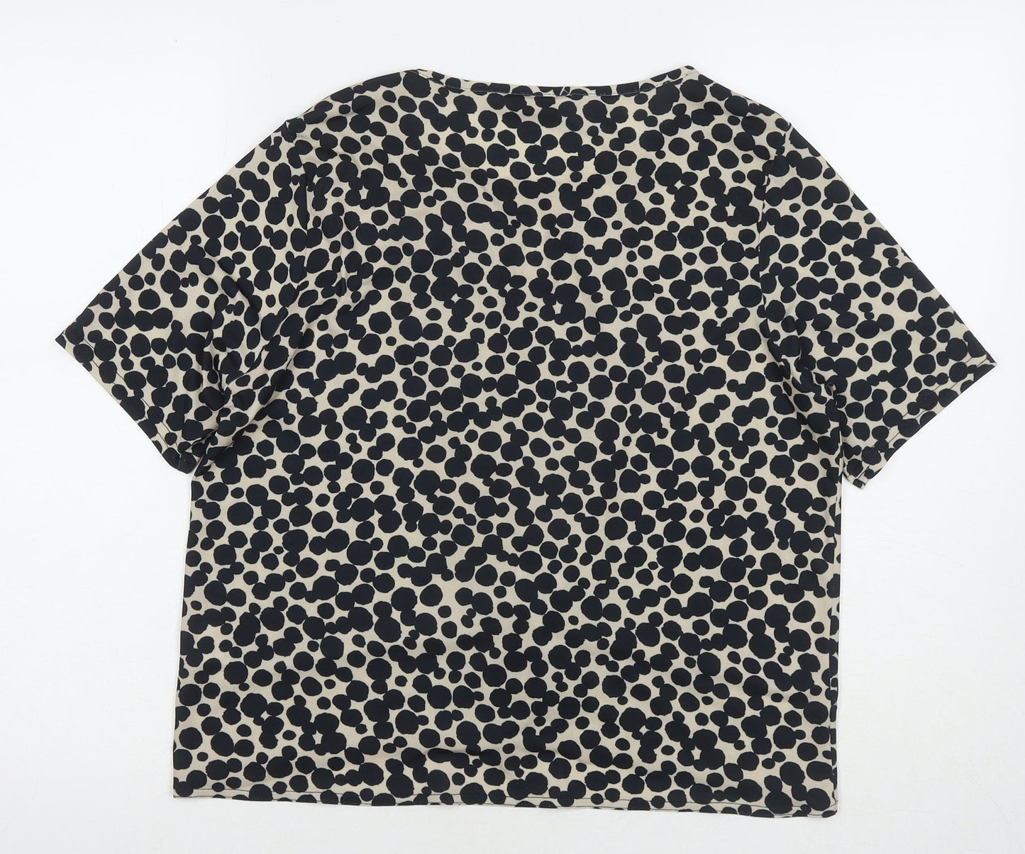 Kaleidoscope Womens Black Polka Dot Polyester Basic Blouse Size 12 Round Neck