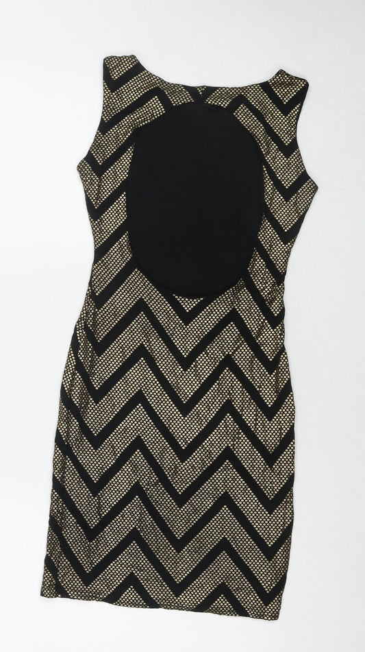 Jane Norman Womens Multicoloured Geometric Viscose Bodycon Size 6 Round Neck Pullover