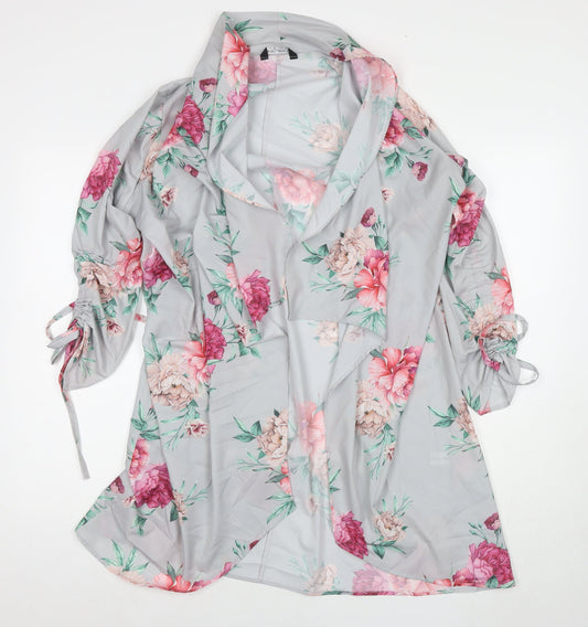 Select Womens Grey Floral Kimono Jacket Size 12