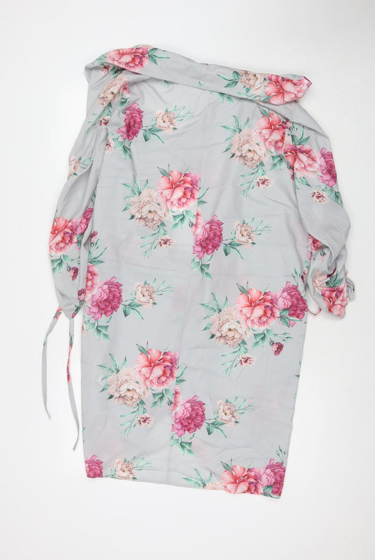 Select Womens Grey Floral Kimono Jacket Size 12