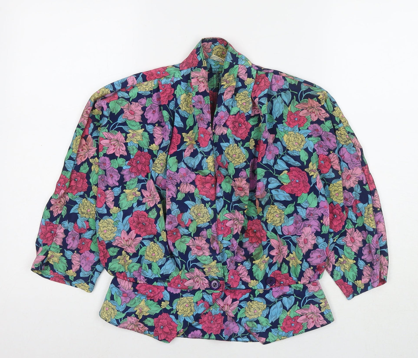 Solo Womens Multicoloured Floral Viscose Basic Button-Up Size 10 Collared