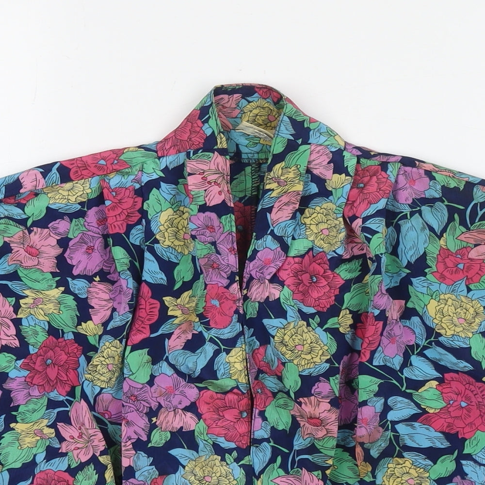 Solo Womens Multicoloured Floral Viscose Basic Button-Up Size 10 Collared