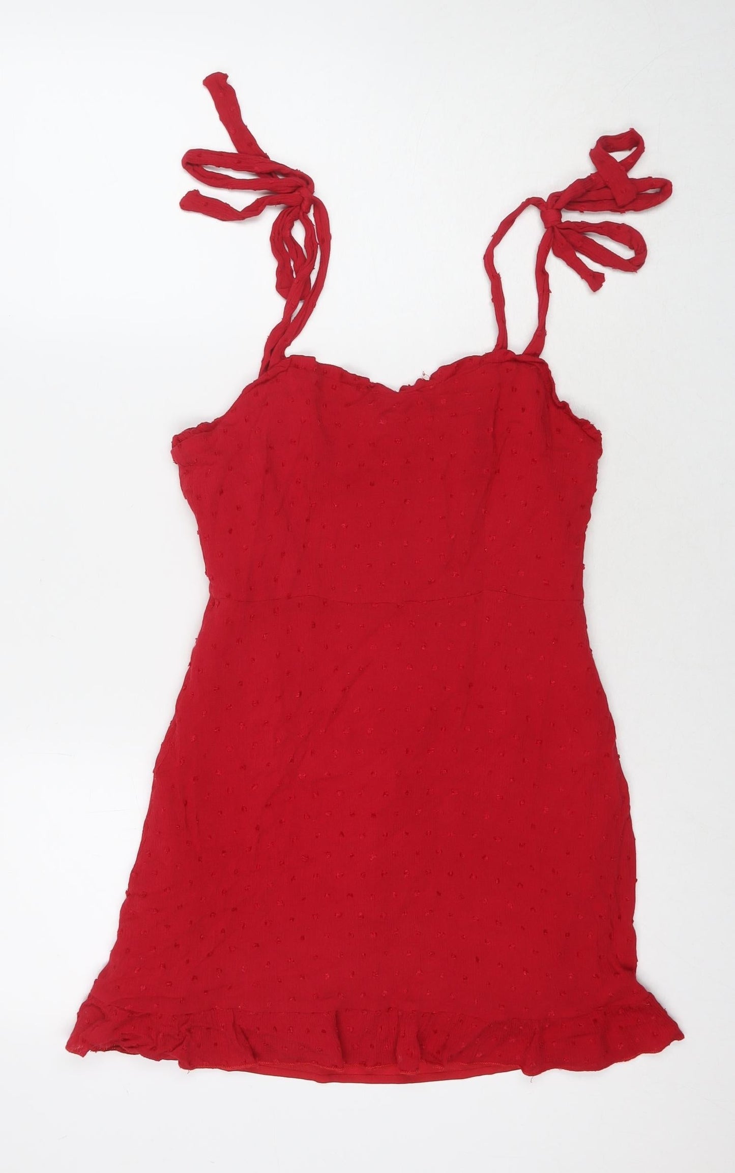 Nasty Gal Womens Red Viscose A-Line Size 10 Round Neck Zip