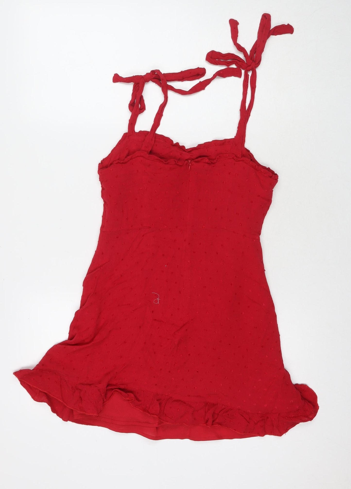 Nasty Gal Womens Red Viscose A-Line Size 10 Round Neck Zip