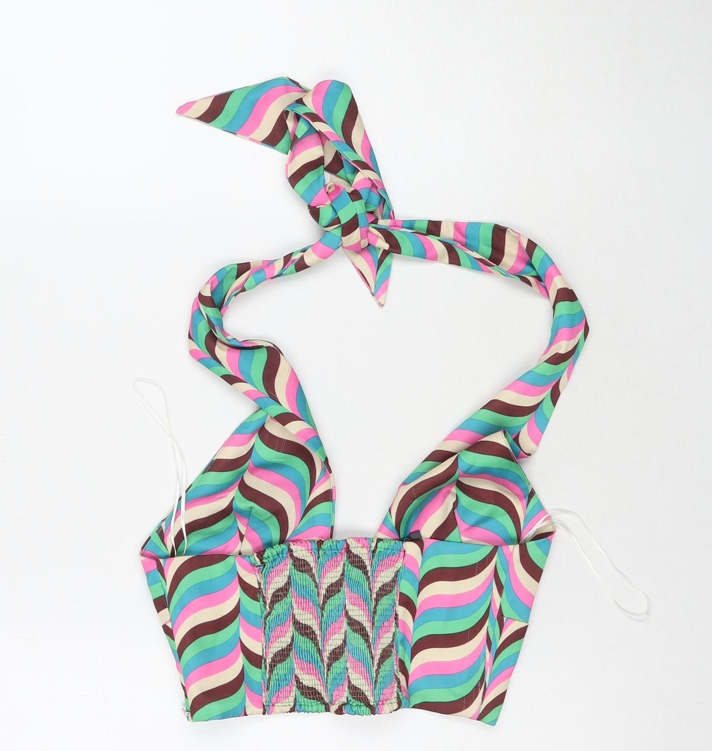 Zara Womens Multicoloured Geometric Polyester Cropped Tank Size S Halter