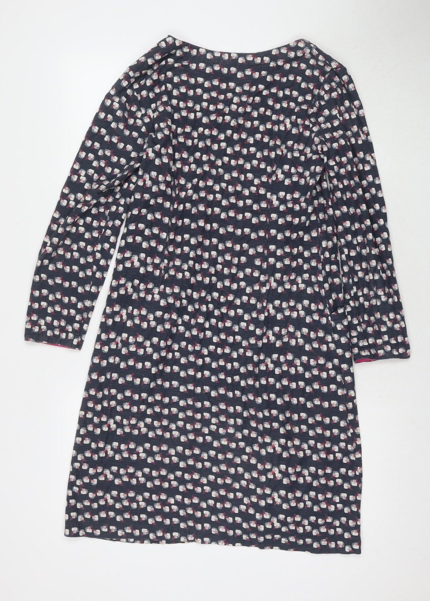 Adini Womens Grey Geometric Cotton Jumper Dress Size S Round Neck Pullover