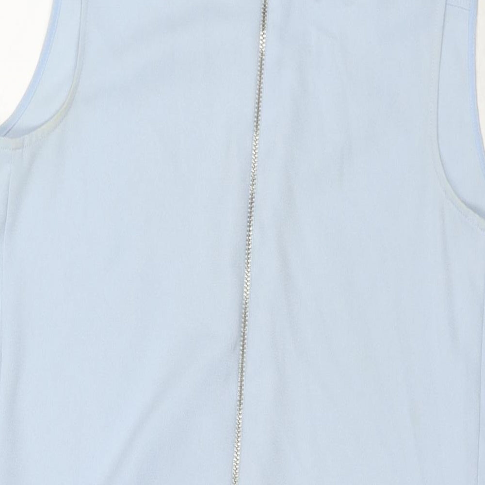 Zara Womens Blue Polyester A-Line Size S Collared Zip