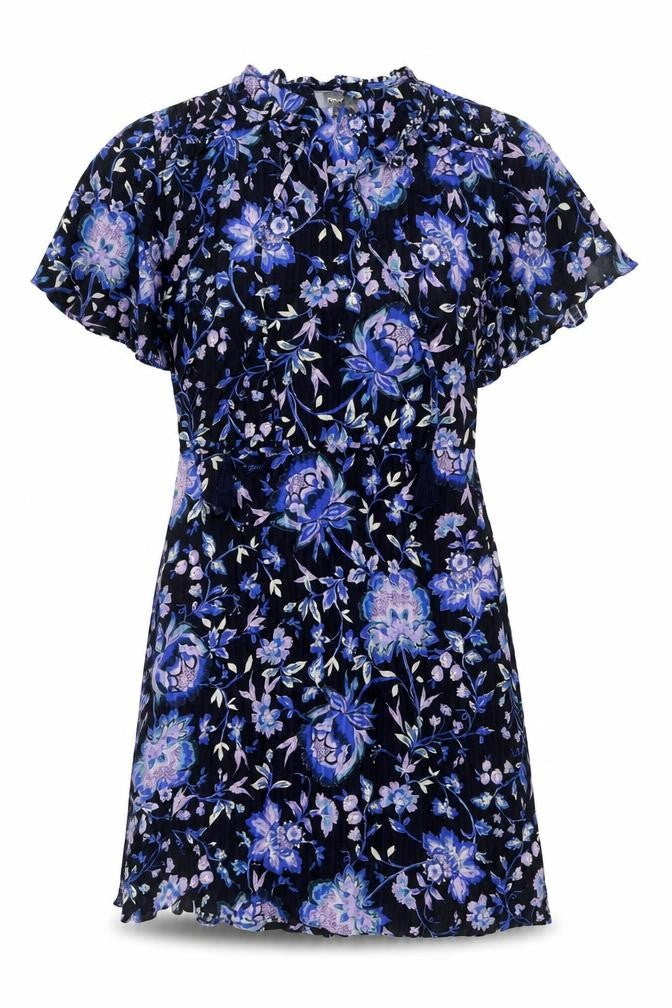 NEXT Womens Blue Floral Viscose A-Line Size 12 V-Neck Pullover