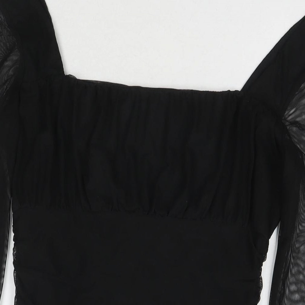 Pink Vanilla Womens Black Polyester Bodycon Size 12 Square Neck Pullover