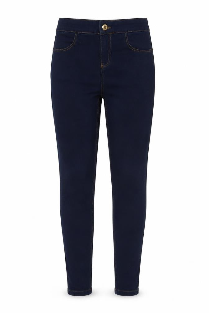 Denim & Co. Girls Blue Cotton Skinny Jeans Size 13-14 Years Regular Button