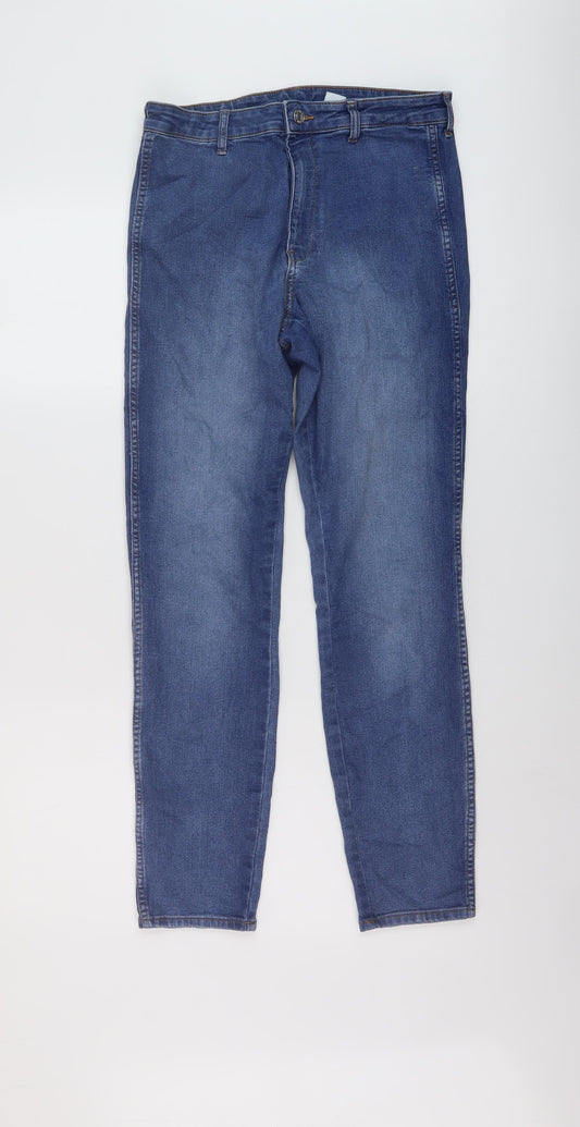 H&M Womens Blue Cotton Skinny Jeans Size 28 in L28 in Regular Button