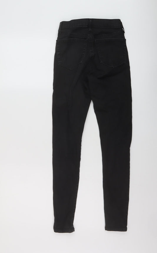 Topshop Womens Black Cotton Skinny Jeans Size 24 in L27 in Regular Button
