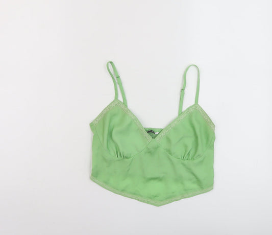 Stradivarius Womens Green Polyester Cropped Tank Size M Sweetheart