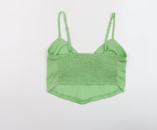Stradivarius Womens Green Polyester Cropped Tank Size M Sweetheart