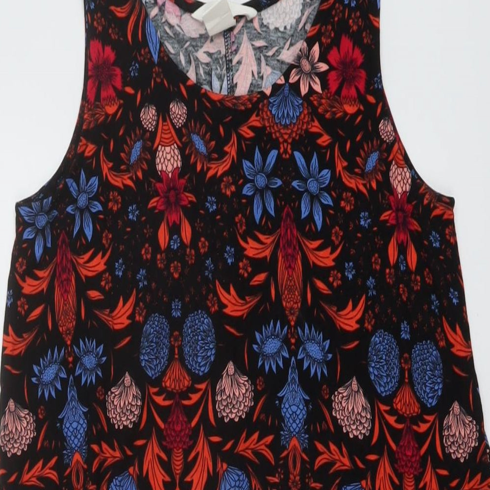 H&M Womens Multicoloured Geometric Viscose A-Line Size XS Round Neck Pullover