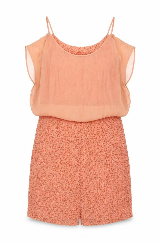 Front view of French Connection women’s orange polyester a-line, size S, round neck zip
