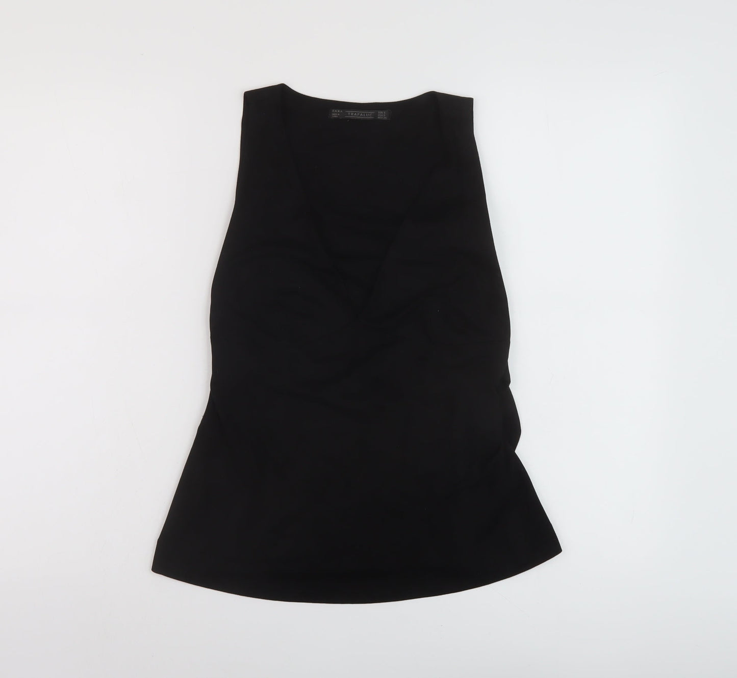 Zra Womens Black Polyester Basic Tank Size S Round Neck