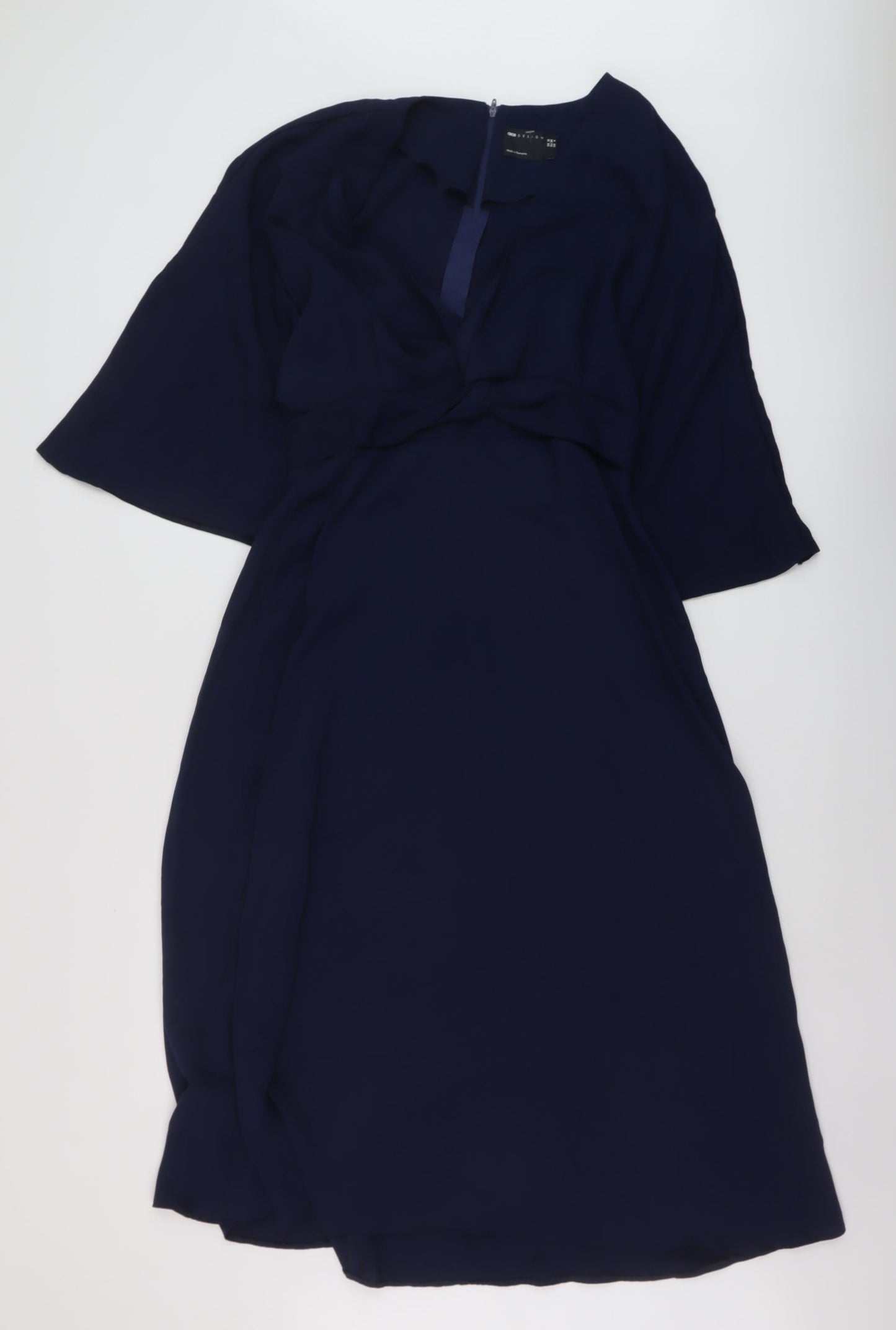 ASOS Womens Blue Polyester A-Line Size 10 V-Neck Zip